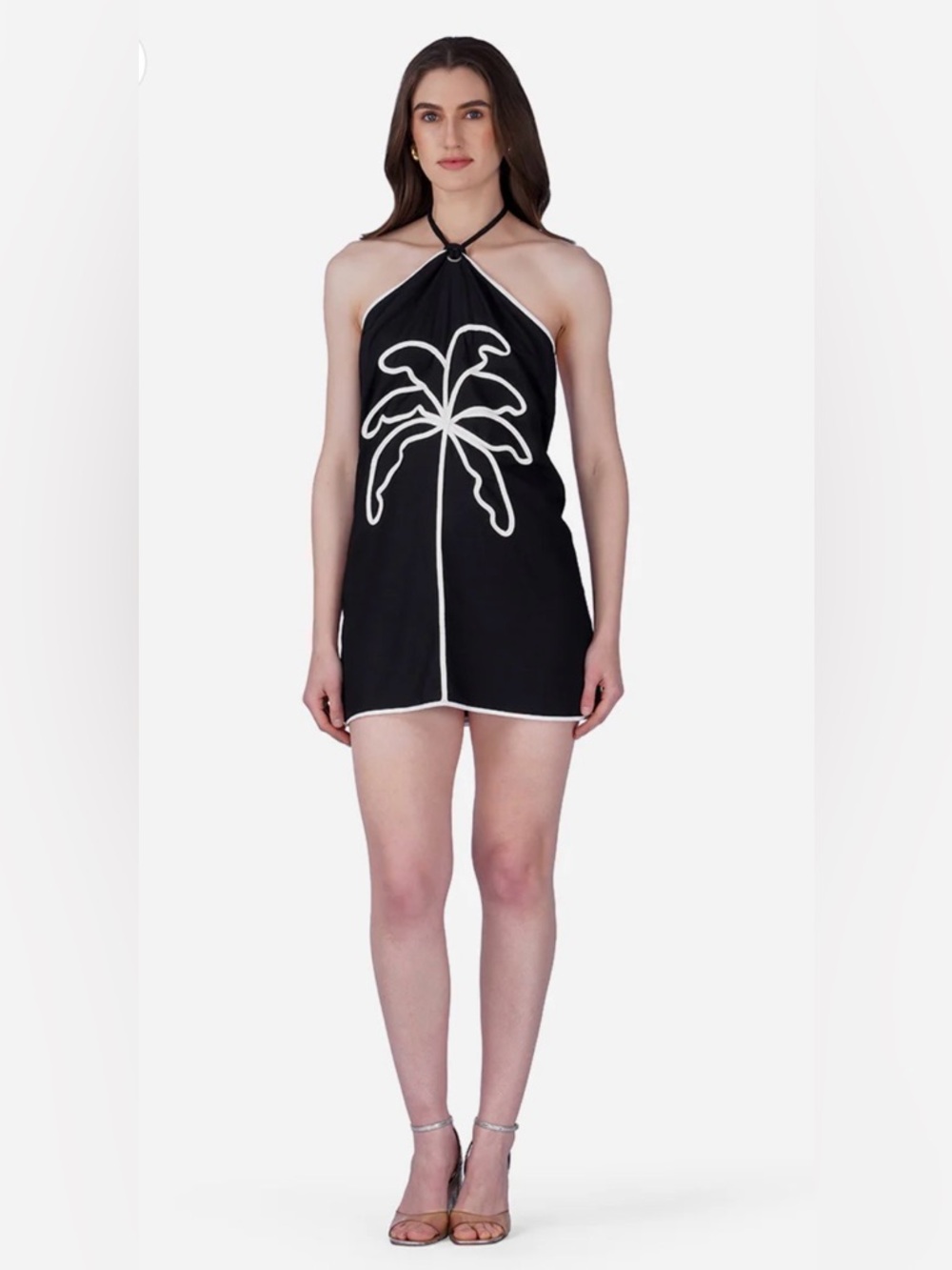 America & Beyond Palm Paradise Halter Mini Dress